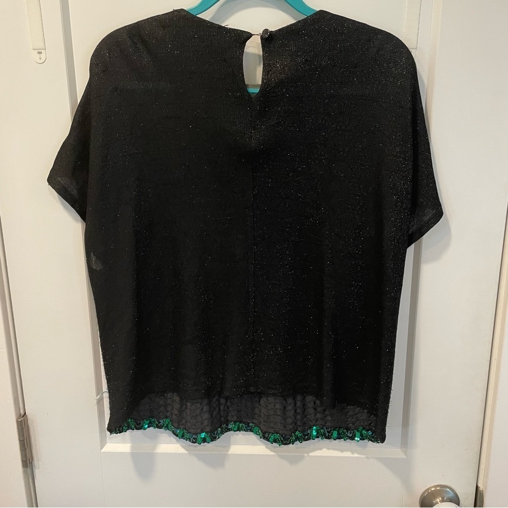 SUSAN GRAVER Women's 1X Sequin Top Glitter Formal Colorful 90s Vintage Plus size - Picture 3 of 13
